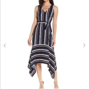 Vince Camuto dress Handkerchief Hem Stripe Crepe Dress Size 8